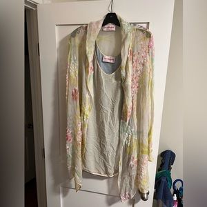 Vintage 1998 Laura Biagiotta Floral Dress Shirt.